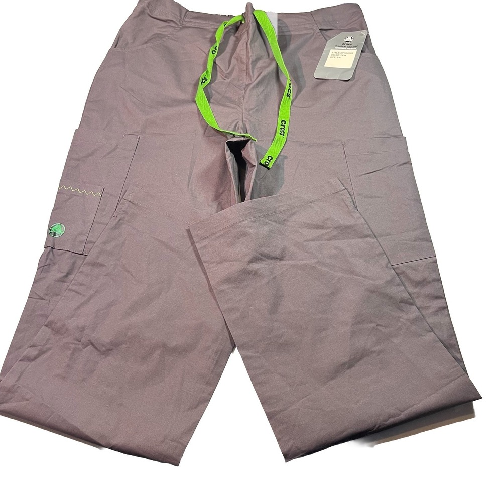 NWT Crocs Womens Small Gray Scrub Bottom Drawstring Elastic Waist CPW0202r